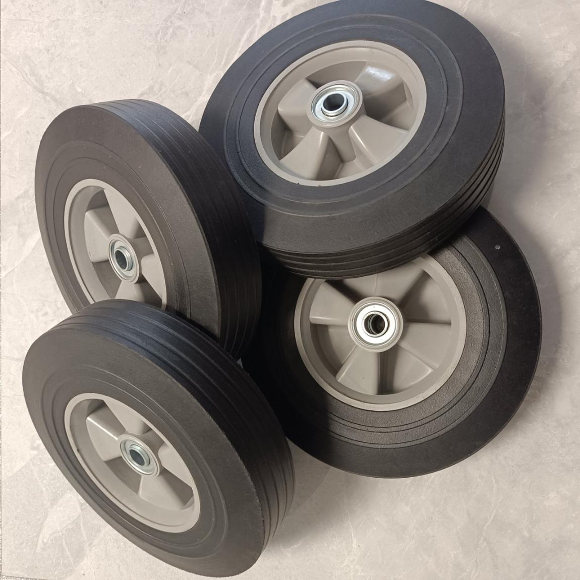 10X2.2'' solid rubber wheel plastic rim for trolley (5)