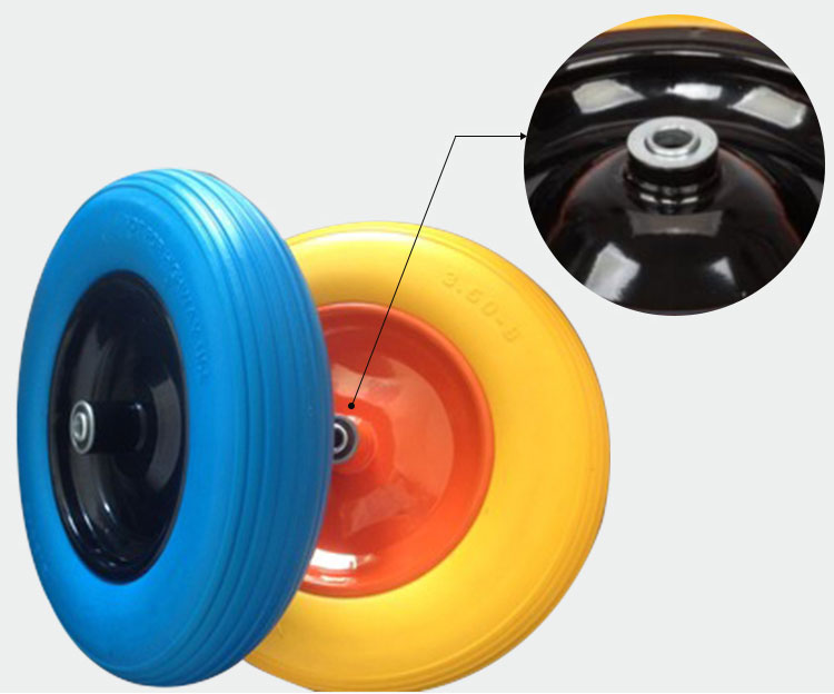 4.00-8 solid pu foam tyre wheelbarrow wheel (5)