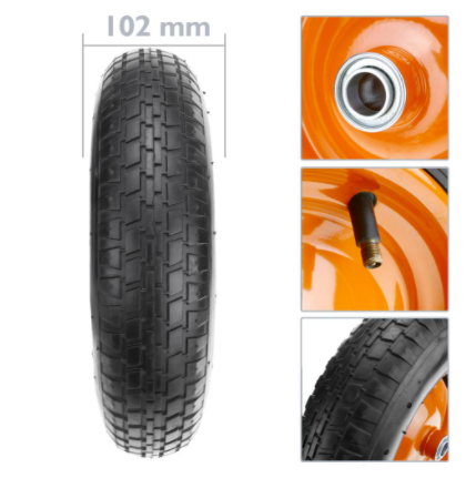 16 Inch 4.00-8 Wheelbarrow Spare Tyre, Pneumatic Trolley Wheel (5)